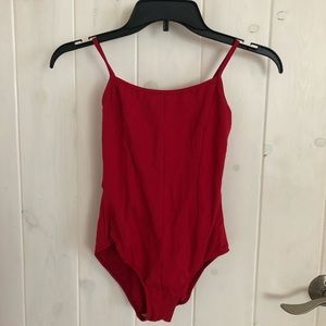 Red leotard with princess seams